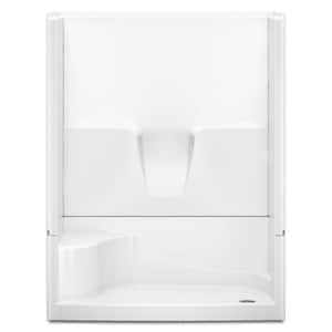 Remodeline 60 in. x 34 in. x 76 in. 4-Piece Shower Stall with Seat and Right Drain in White