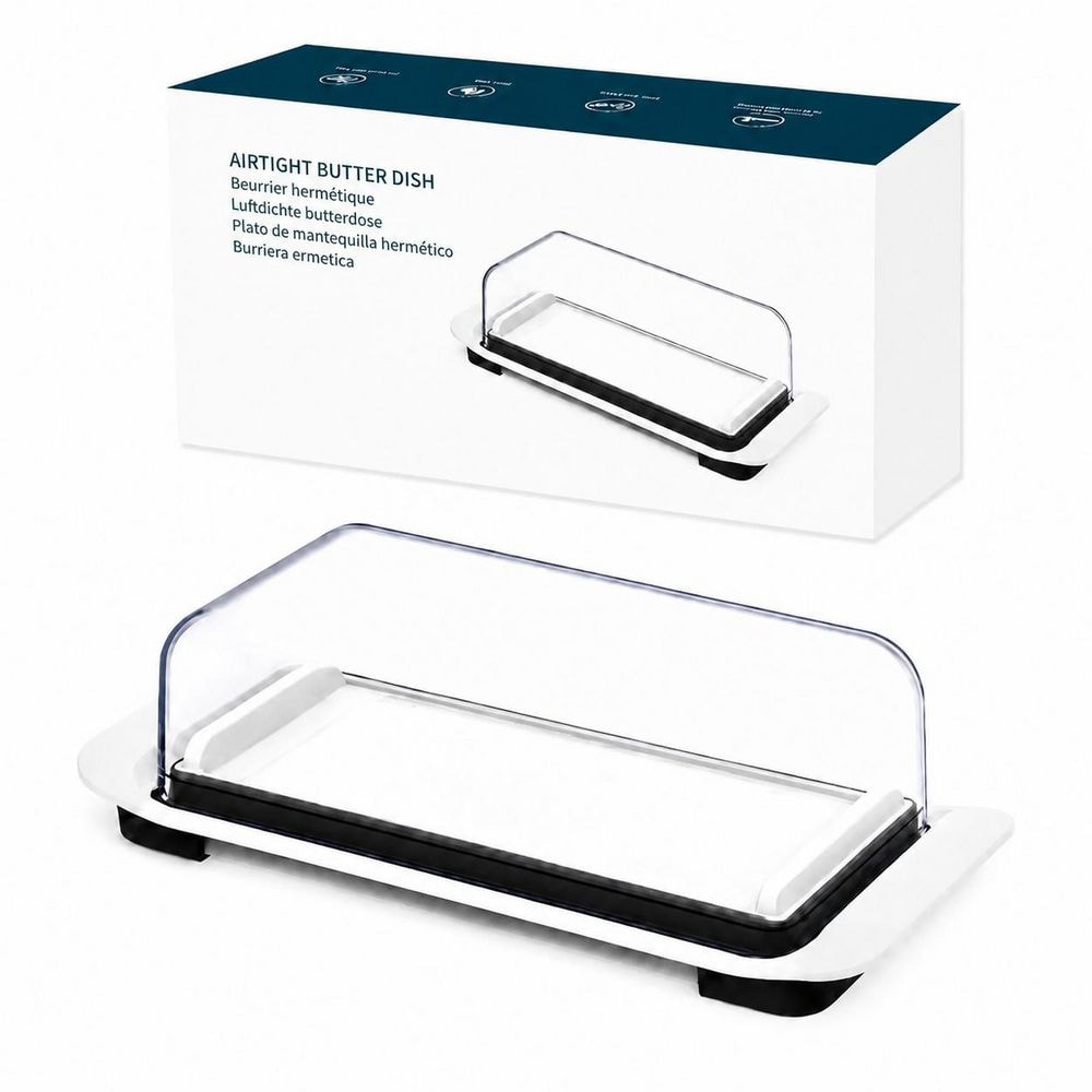 White Plastic Airtight Butter Dish with Lid, Large Butter Keeper for Countertop and Fridge, for 2 Sticks price history on PriceWatchPro