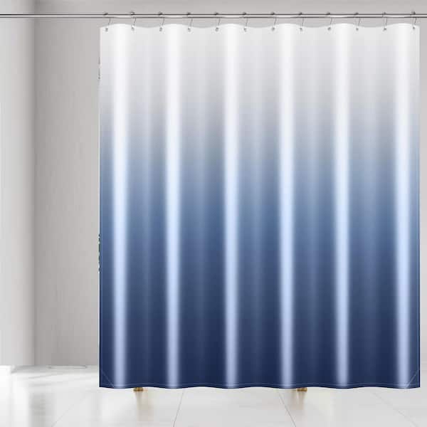 Unbranded 72 x 72 Polyester Shower Curtain Set Waterproof Blue Ombre with 12 Hooks for Bathroom Machine Washable