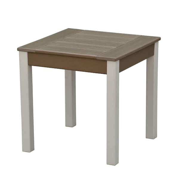 Wildaven Classic TX Standard HDPE White and Brown Outdoor Adirondack Side Table