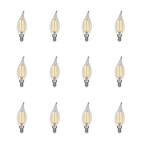 40-Watt CA10 Dimmable LED Candelabra Clear Glass Vintage Edison Light Bulb with Straight Filament Soft White (12-Pack)