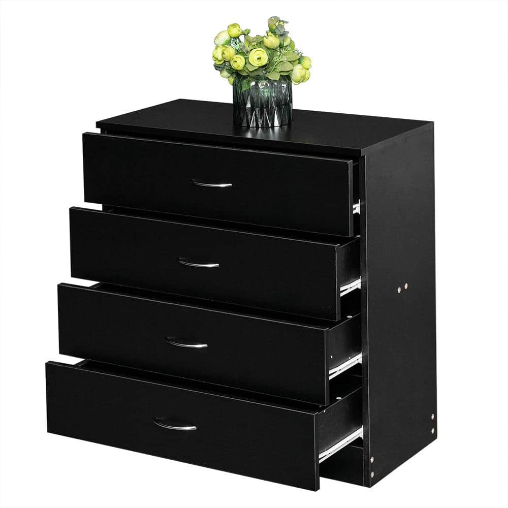 Black Farmhouse 4-Drawer Vertical Chest of Drawers