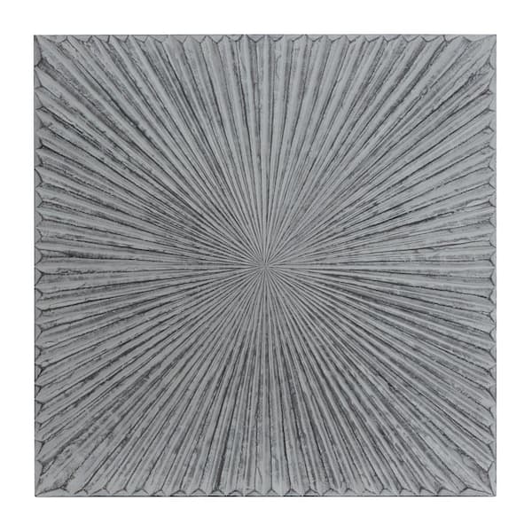 Litton Lane 36 in. x  36 in. Wood Gray Handmade Carved Radial Starburst Wall Decor