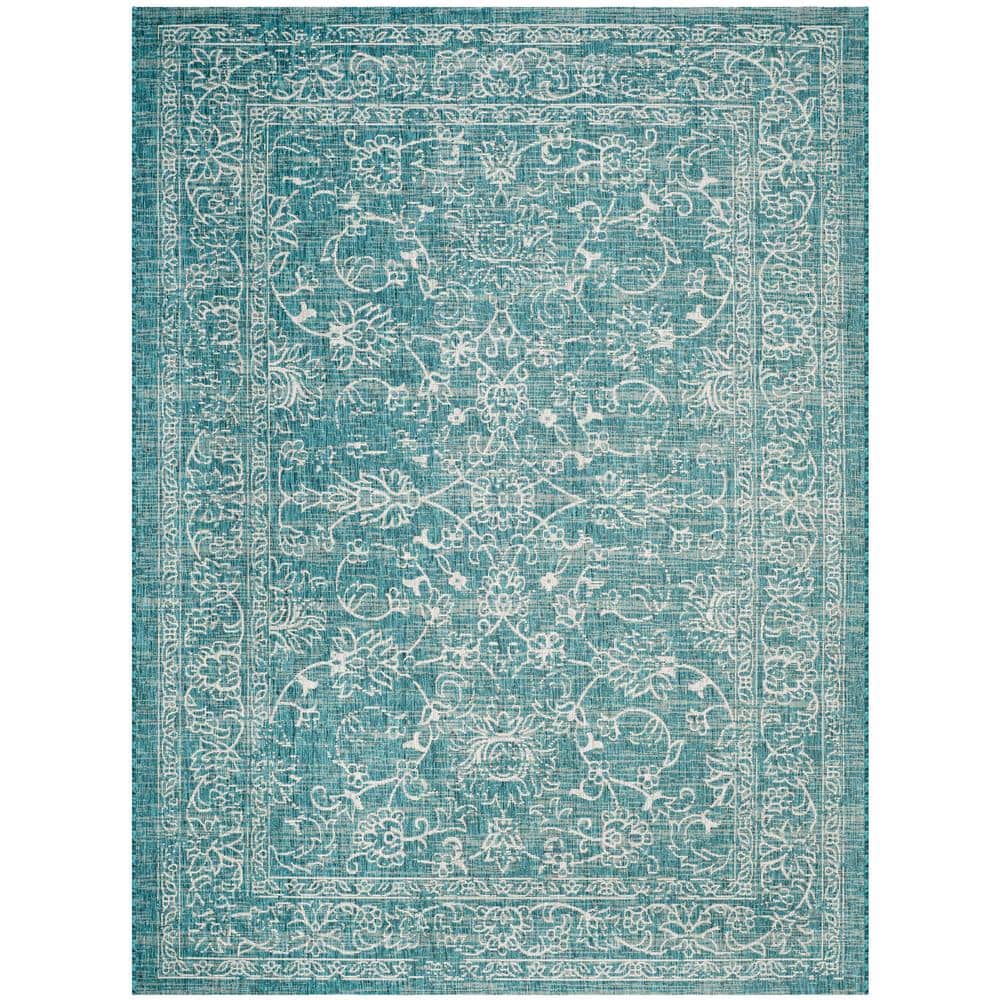 Turquoise Bliss 9' x 12' Flat Woven Synthetic Area Rug