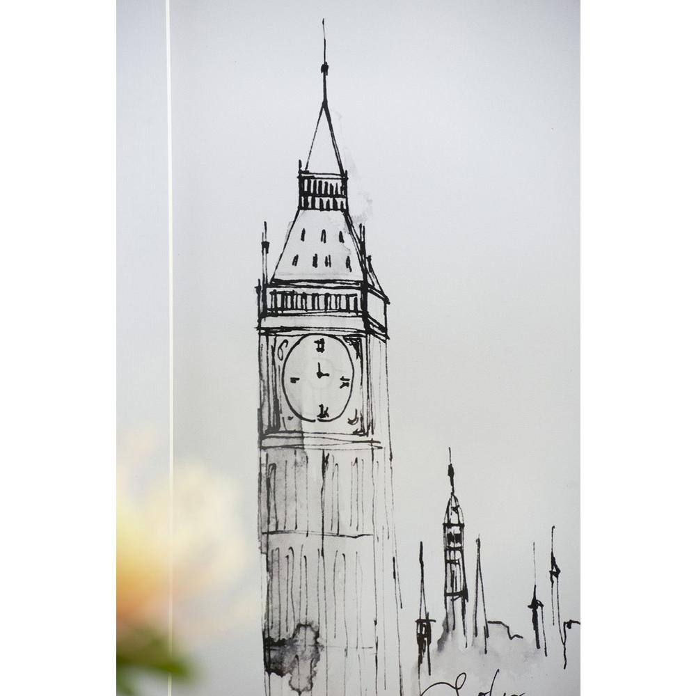 Black and White Architectural Framed Canvas Prints Set of 4