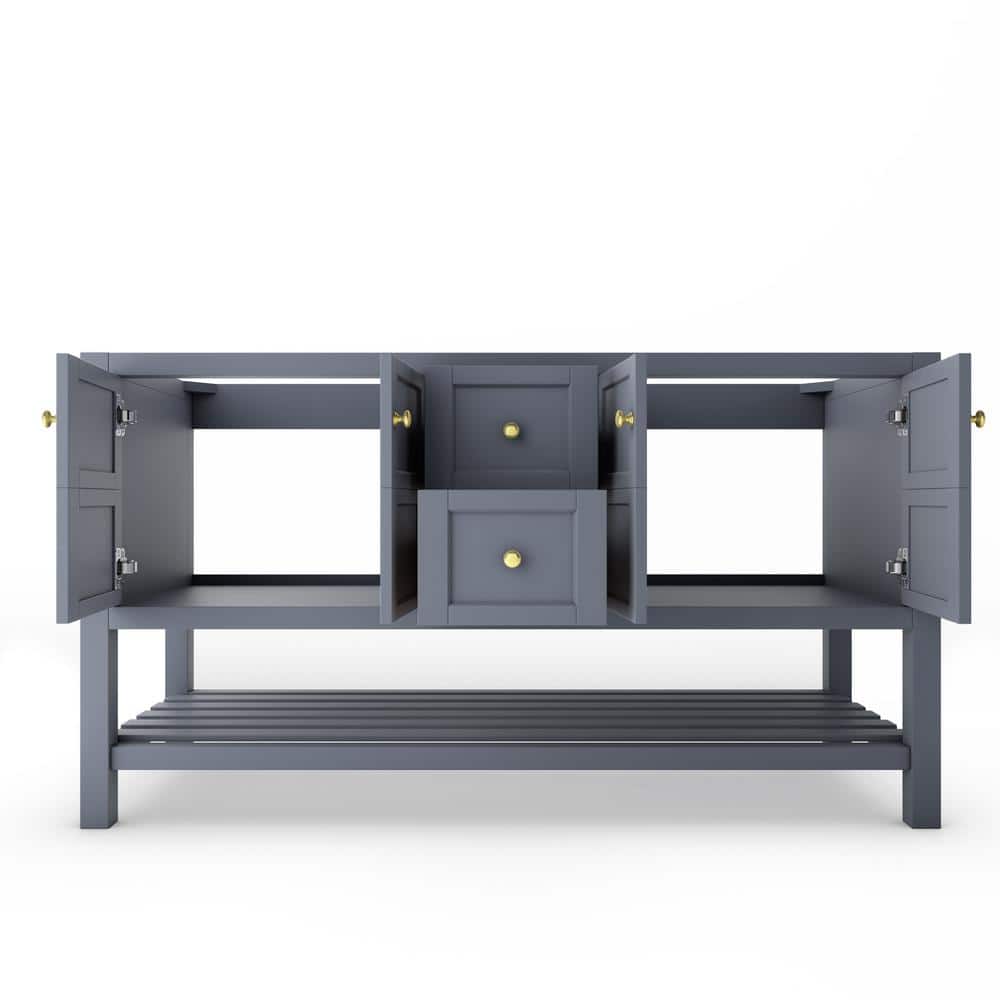 Alicia Gray Birch Wood 60" Freestanding Bathroom Vanity Base