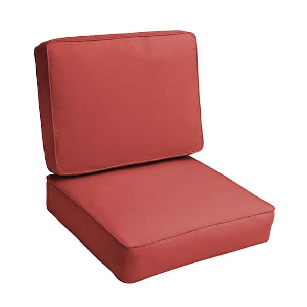 SORRA HOME 23.5 x 23 Deep Seating Outdoor Corded Cushion Set in Sunbrella Canvas Henna
