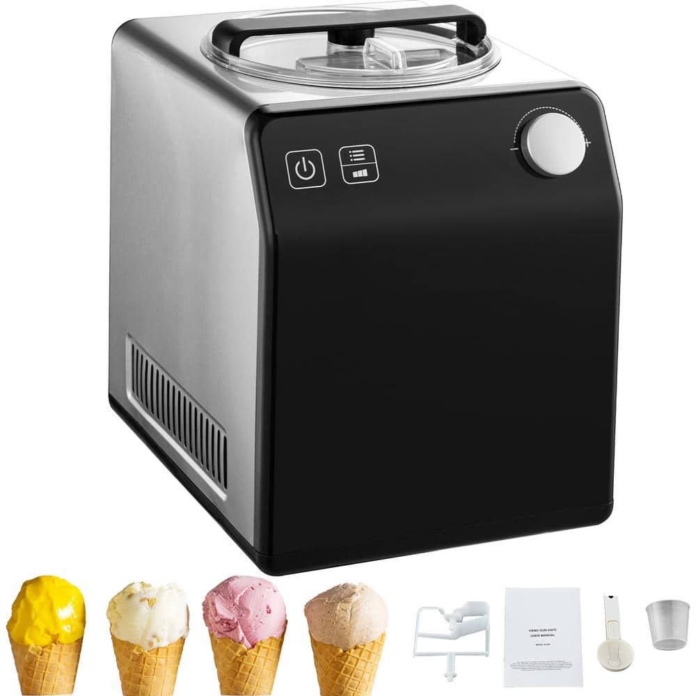 Upright Automatic Ice Cream Maker, 2 qt., Black, Ice Cream Maker, with Digital Display and Timer