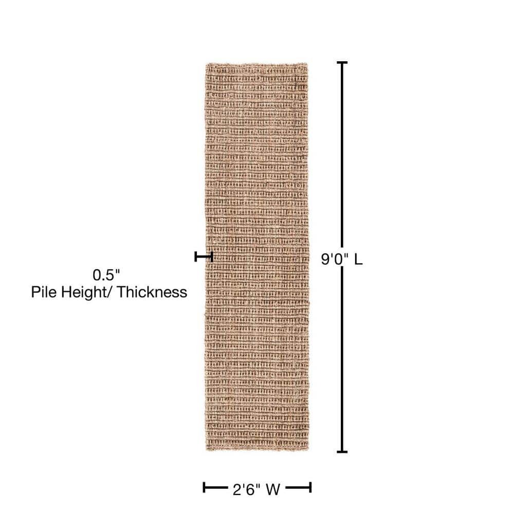 Hand-Spun Coastal Jute Runner Rug in Warm Taupe 2'6"x9'