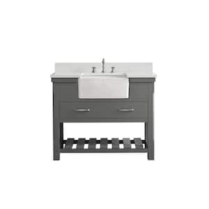 Wesley 42 in. W x 22 in. D Bath Vanity in Gray with Engineered Stone Vanity Top in Ariston White with White Sink