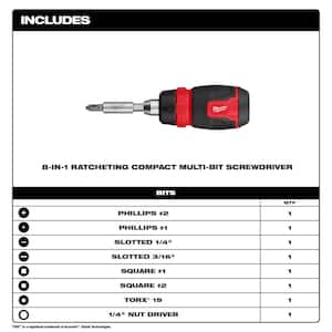 8-in-1 Ratcheting Compact Multi-Bit Screwdriver with FASTBACK 6-in-1 Folding Utility Knife (2-Piece)
