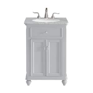 Timeless Home 24 in. W Single Bathroom Vanity in Light Grey with Vanity Top in White with White Basin