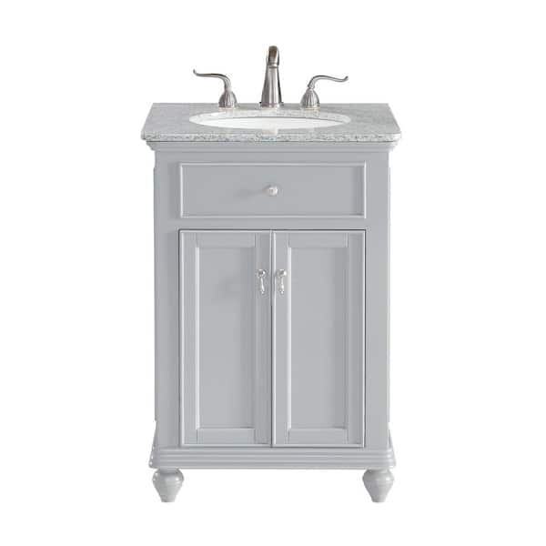 Unbranded Timeless Home 24 in. W Single Bathroom Vanity in Light Grey with Vanity Top in White with White Basin