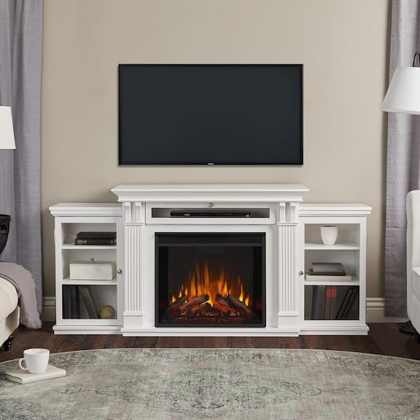 Home depot white fireplace tv deals stand