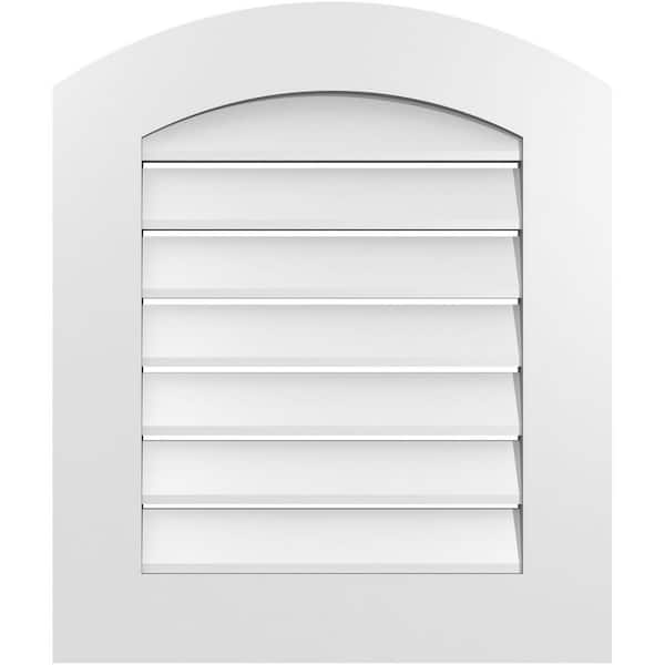 Ekena Millwork 22 in. x 24 in. Arch Top Surface Mount PVC Gable Vent: Decorative with Standard Frame