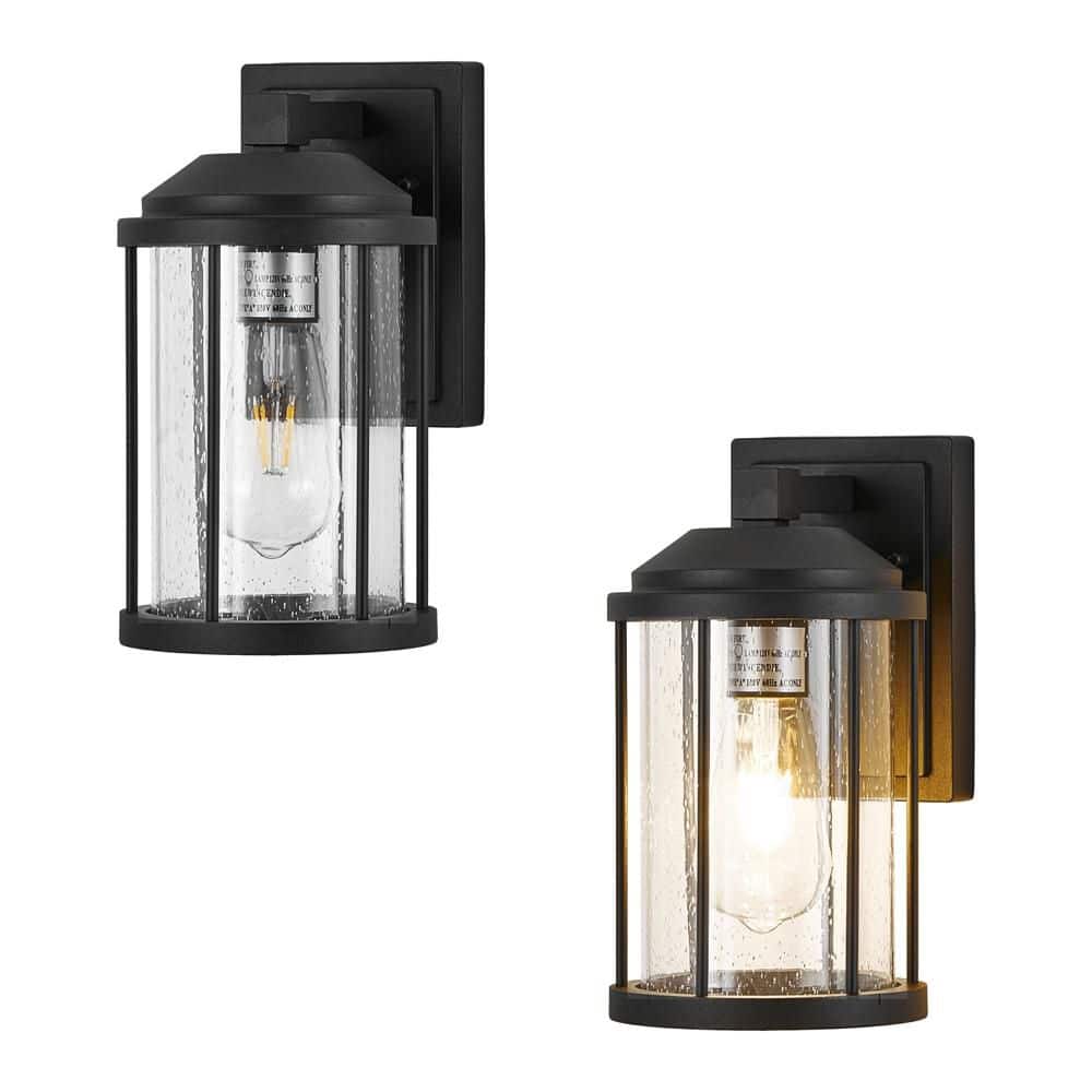 2-Pack Black Outdoor Wall Sconces Exterior Lanterns with Seeded Glass for House Garage Patio Yard with E26 price history on PriceWatchPro