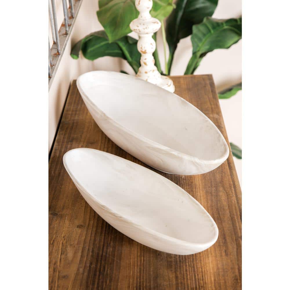 CosmoLiving Minimalist White Porcelain Oval Planter Set, 24"x10"
