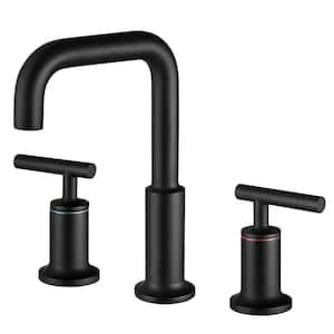 Modern 8 in. Widespread Double Handle Bathroom Faucet in Matte Black