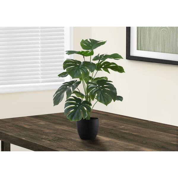 Unbranded 24 in. Green Artificial Monstera Black Plastic Pot