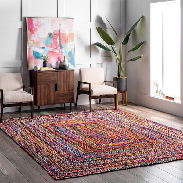 8 ft. x 10 ft. Multi Tammara Colorful Braided Area Rug
