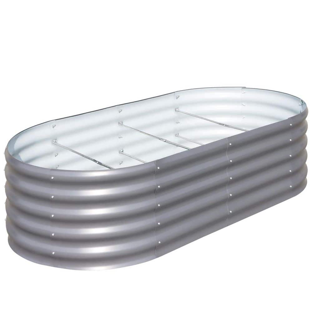 6 x 3 x 1.5ft. Oval Galvanized Steel Outdoor Planter Box, Raised Garden Bed
