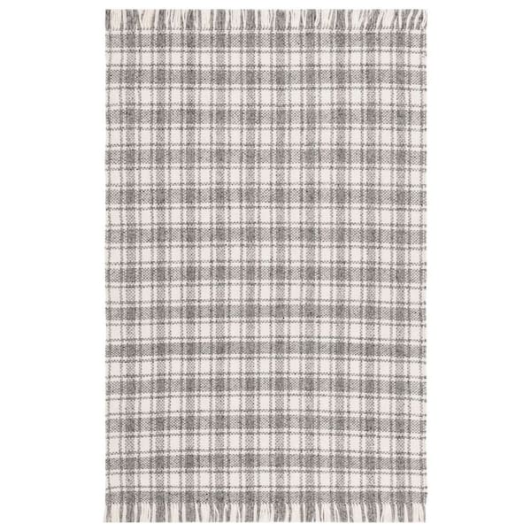 Natura 8 ft. x 10 ft. Gray/Ivory Frayed Plaid Area Rug