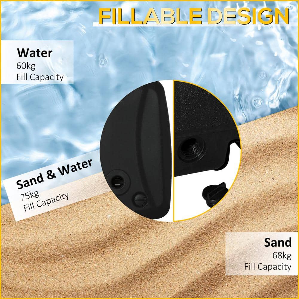 Black HDPE Wheeled Cantilever Umbrella Base, 82 cm