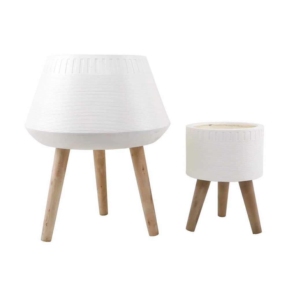 White Fiberglass Planter on Stand (18.5 in. W x 11.75 in. H) (2-Pack) price history on PriceWatchPro
