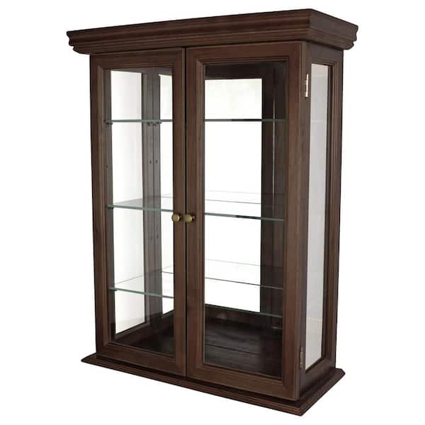 Photo 1 of Country Tuscan Brown Hardwood Wall Curio Accent Cabinet