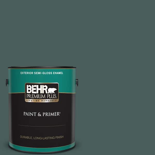 BEHR PREMIUM PLUS 1 gal. #N430-7 Silken Pine Semi-Gloss Enamel Exterior Paint & Primer