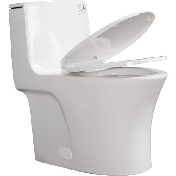 23T02-GW 1-Piece 1.1/1.60 GPF Dual Flush Elongated Round Toilet in Glossy White, Seat Included