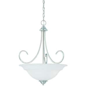 Bella 3-Light Brushed Nickel Pendant with Etched Glass Shade