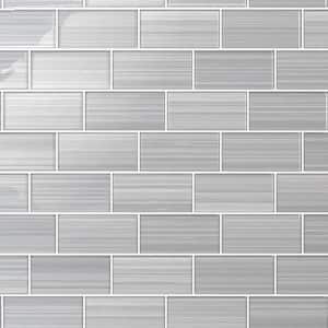 Hand Painted Rectangular 3 in. x 6 in. Neutral Gray 30 Glass tile (10 sq. ft./per Case)