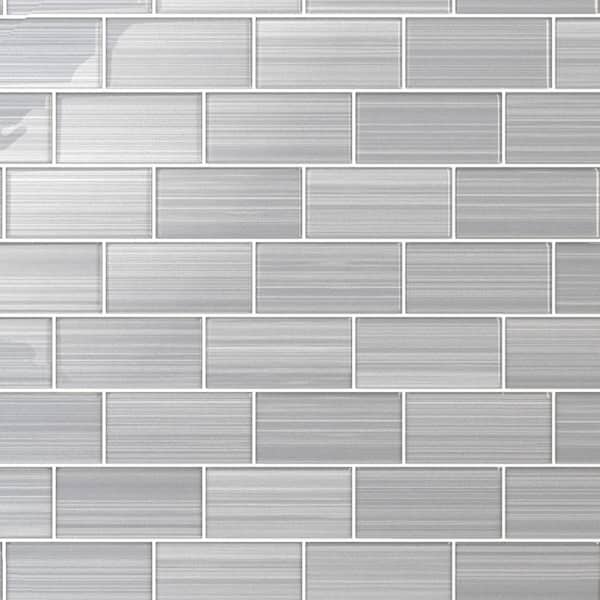 Bodesi Hand Painted Rectangular 3 in. x 6 in. Neutral Gray 30 Glass tile (10 sq. ft./per Case)