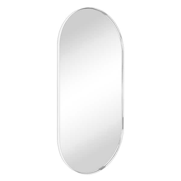 TEHOME Cristos 20 in. W x 40 in. H Oval Metal Framed Wall Mounted Bathroom Vanity Mirror in Chrome