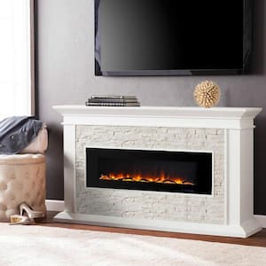 Black 60 in. 400 Sq. Ft. Wall Mounted Electric Fireplace with Remote Control and Multi-Color Flame