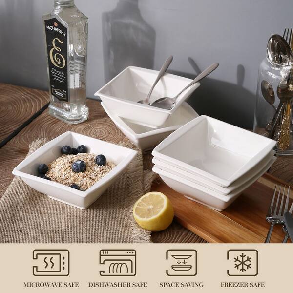 MALACASA Blance 2-Piece Ivory White Porcelain Serving Tray of 10