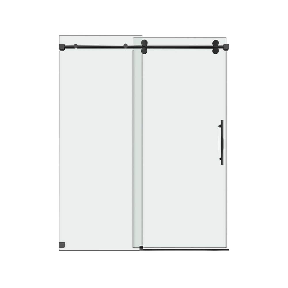 60 in. W x 76 in. H Sliding Frameless Shower Door with 3/8 in. Clear Glass in Matte Black Bypass Shower Enclosure price history on PriceWatchPro