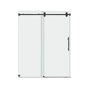 60 in. W x 76 in. H Sliding Frameless Shower Door with 3/8 in. Clear Glass in Matte Black Bypass Shower Enclosure