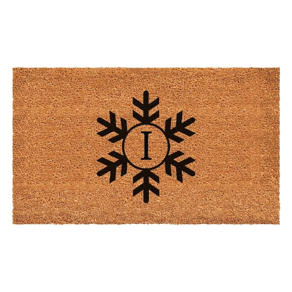 Calloway Mills Snowflake Natural 30 in. x 48 in. Coir Monogrammed (Letter I) Door Mat