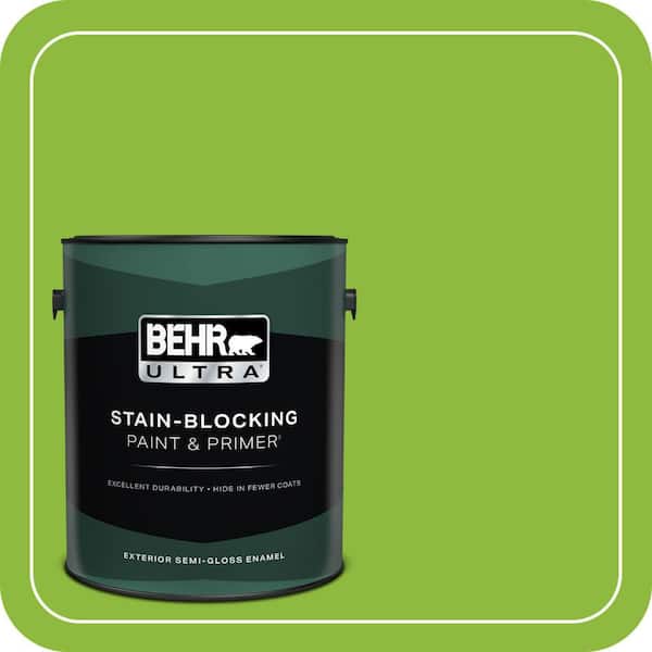 BEHR ULTRA 1 gal. #S-G-420 Limeade Semi-Gloss Enamel Exterior Paint & Primer