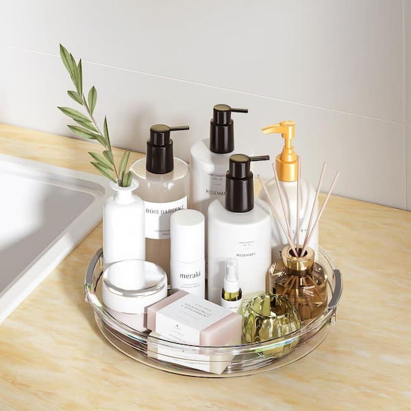 JFVKAF 4-Pack Clear Lazy Susan Organizer Smooth 360° Rotation