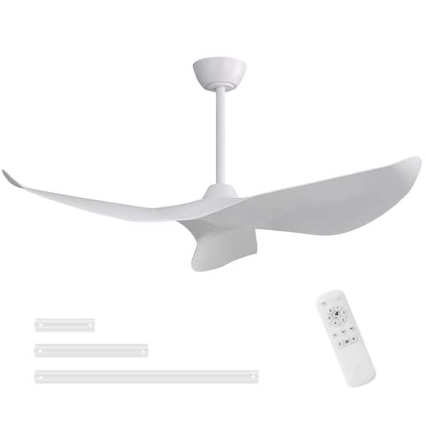Sofucor 52 in. Indoor/Outdoor White Ceiling Fan with Remote Control and Reversible Motor