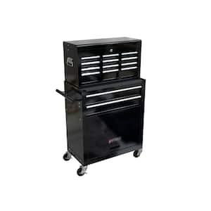 High Capacity Steel Rolling Tool Cart with Wheels and 8-Drawer Tool Storage Cabinet in Black