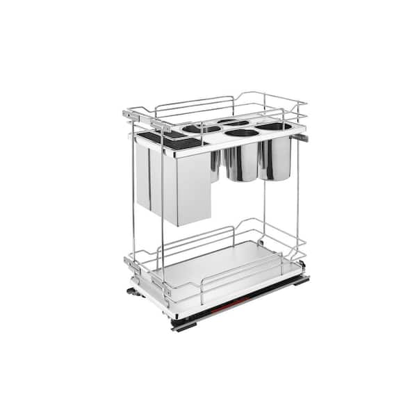 Rev-A-Shelf 21 in. H x 11.38 in. W x 22.38 in. D Two-Tier Pull-Out Gray Wire Organizer with knife Block