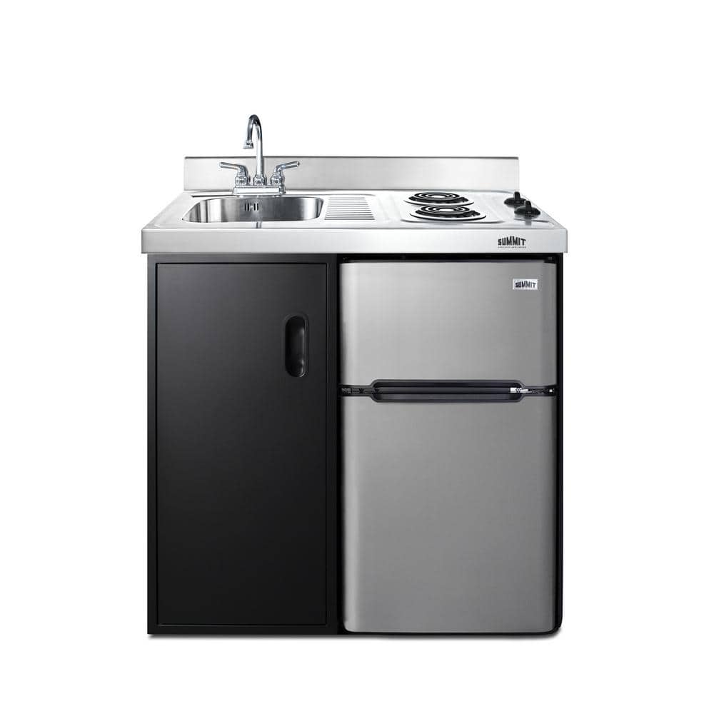 Summit Appliance 36 in. Compact Kitchen in Black, Black / Stainless Steel