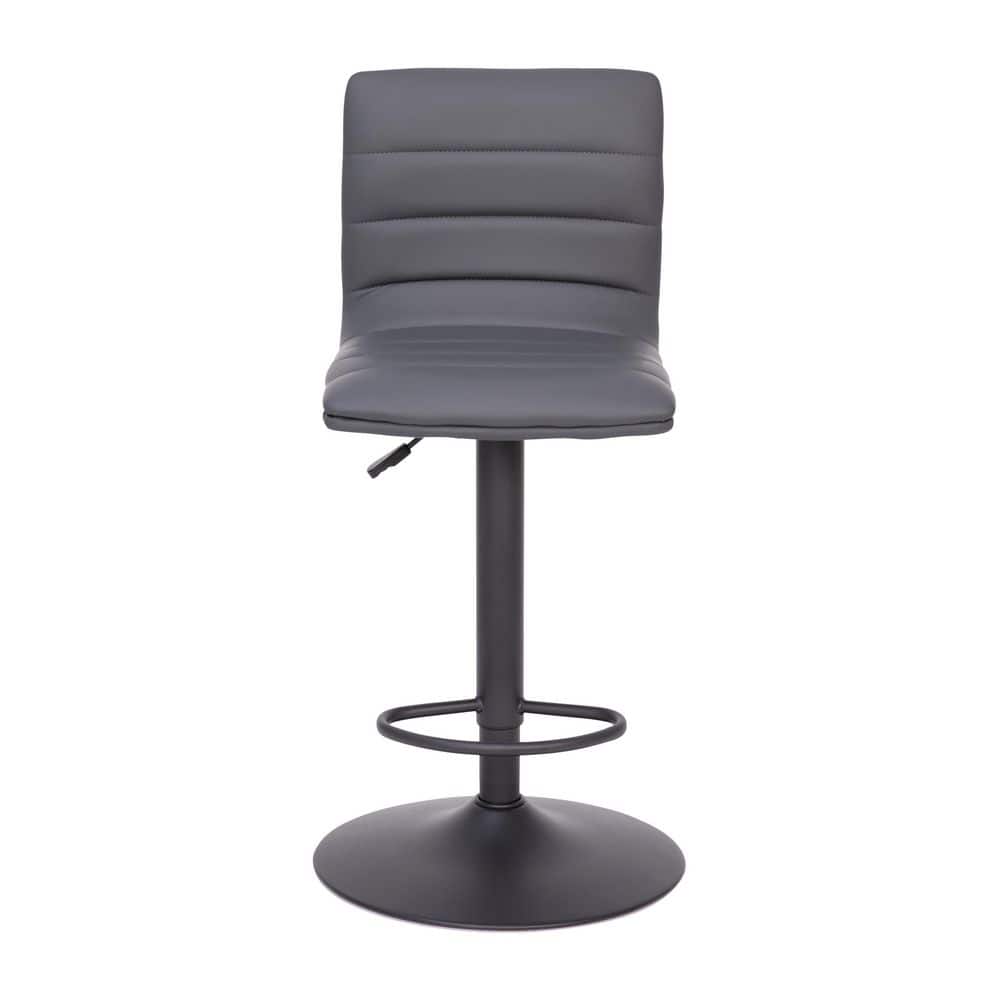 Gray Adjustable Swivel Bar Stool with Metal Frame