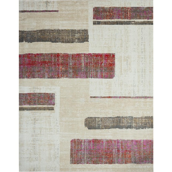 24-Seven Beige/Red 8 ft. x 11 ft. Area Rug