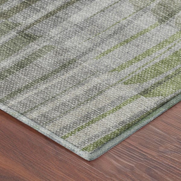 Mayfield Premium Machine Washable Abstract AMF2271 Olive 10 ft. x 14 ft. Area Rug
