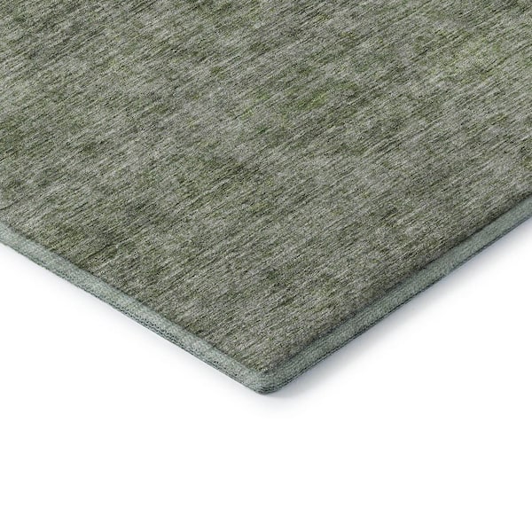 Mayfield Premium Machine Washable Abstract AMF1170 Olive 2 ft. 3 in. x 7 ft. 6 in. Runner Rug